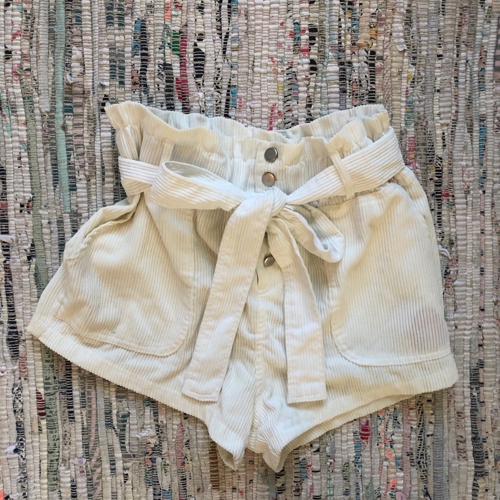 White paper bag shorts